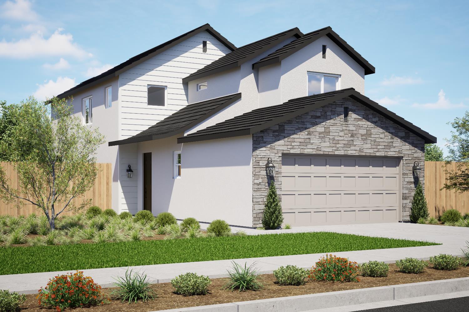30532 Delancy Road, Unit GH43 Visalia, CA 93291 - Photo 1 of 1 a front view of a house with a yard and garage