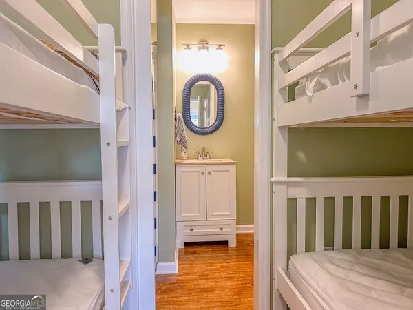 a view of a hallway with washer and dryer