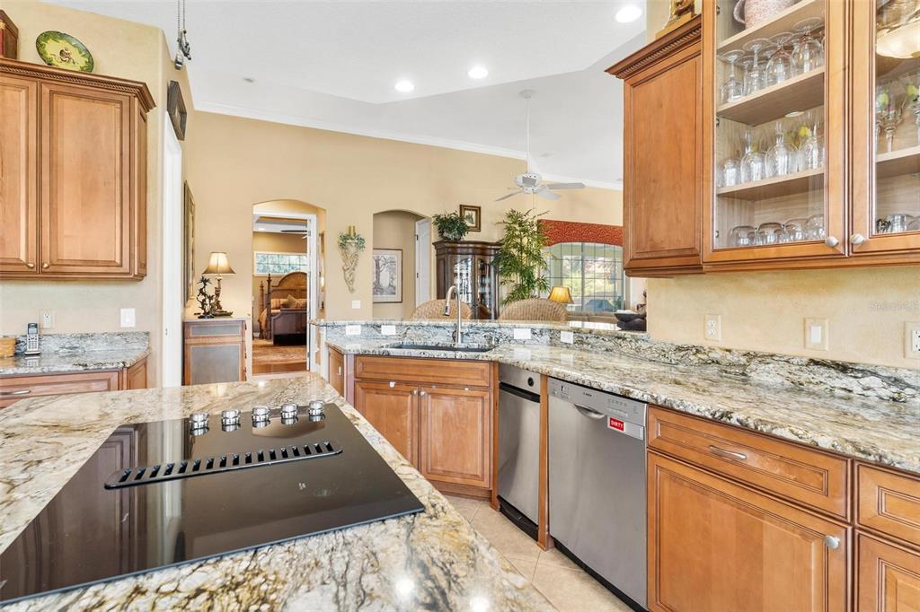 5903 Spinnaker Loop Lady Lake, FL 32159 - Photo 24 of 73 a kitchen with stainless steel appliances granite countertop a stove a sink and a wooden cabinets