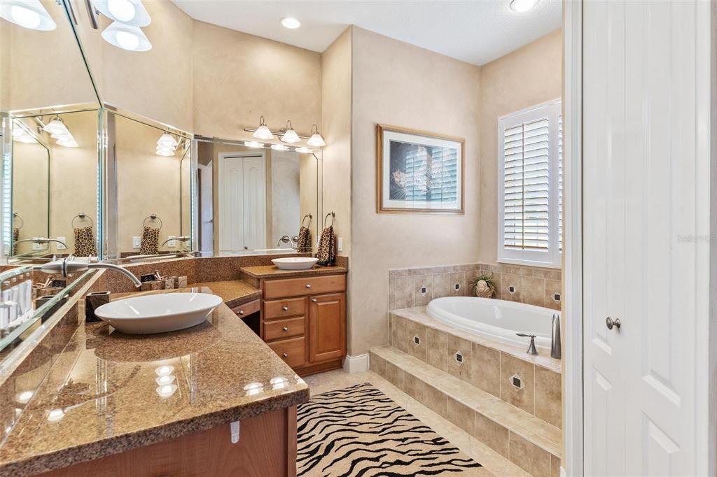 5903 Spinnaker Loop Lady Lake, FL 32159 - Photo 33 of 73 a bathroom with a granite countertop sink and a bathtub