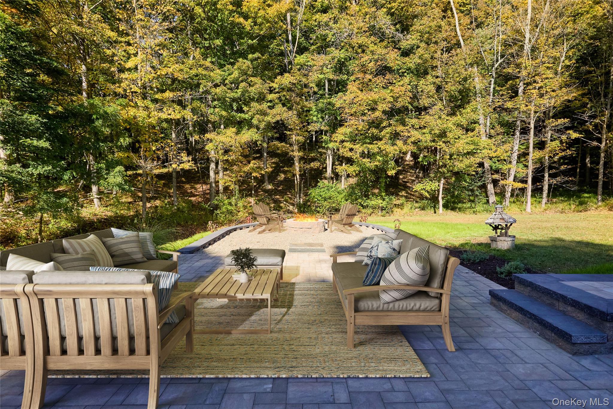 568 Oak Summit Road Millbrook, NY 12545 - Photo 3 of 50 View of patio with an outdoor living space with a fire pit