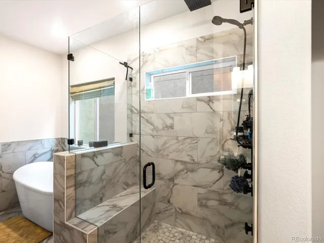 a bathroom with shower