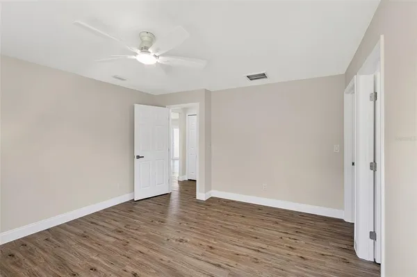a view of a room with racks on the wall