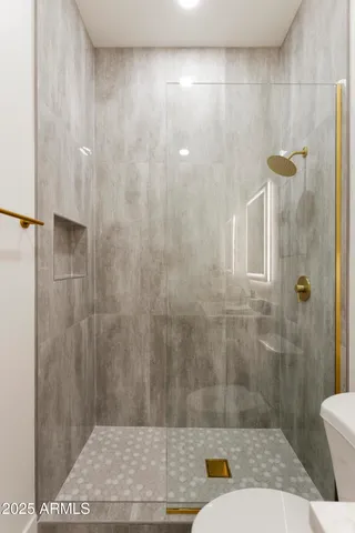 a bathroom with a shower