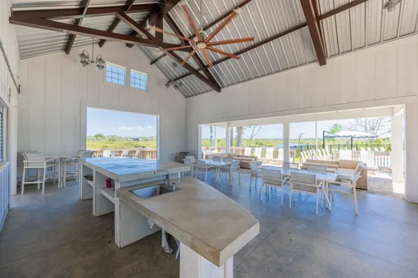 a view of a swimming pool with a garden