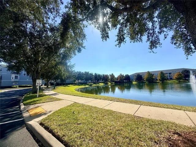 a view of a lake with houses