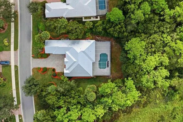 an aerial view of a house