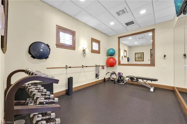 a view of a room with gym equipment