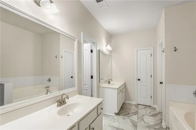 a view of an empty room with empty shelves