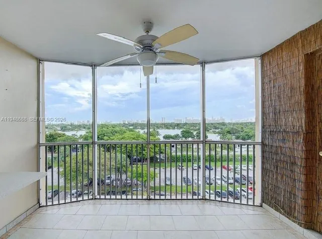 a view of a city from a balcony