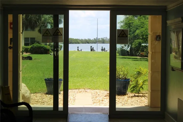 a view of a wooden door