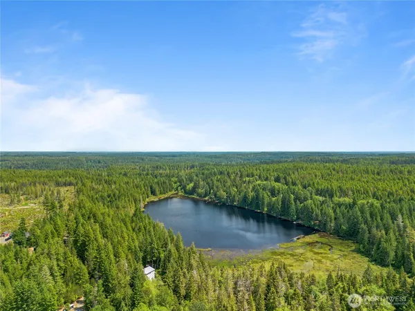 a view of a lake from a yard