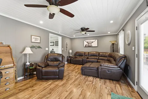 a living room with furniture
