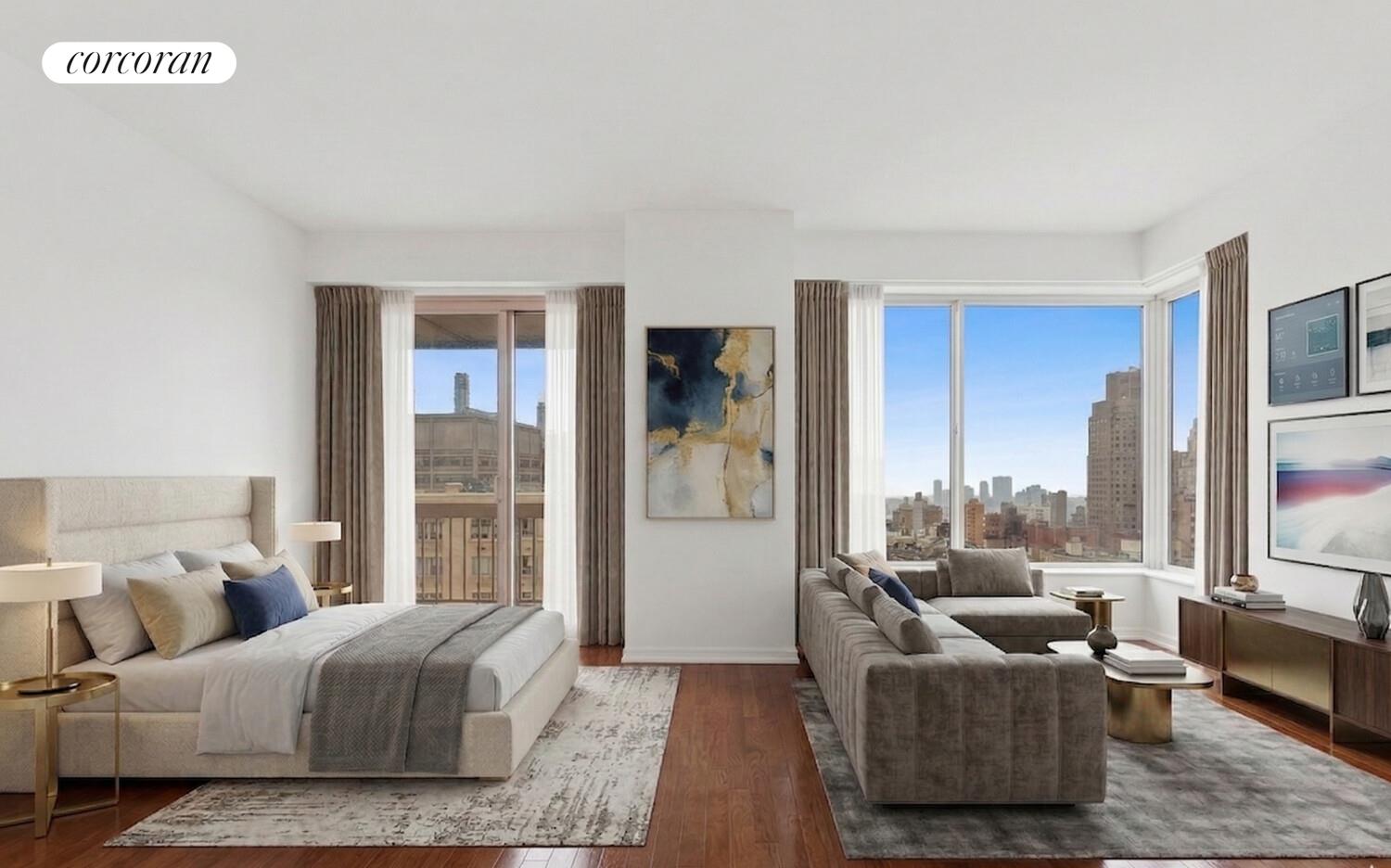 200 East 69th Street, Unit 21A Manhattan, NY 10021 - Photo 11 of 12 a living room with furniture and a large window