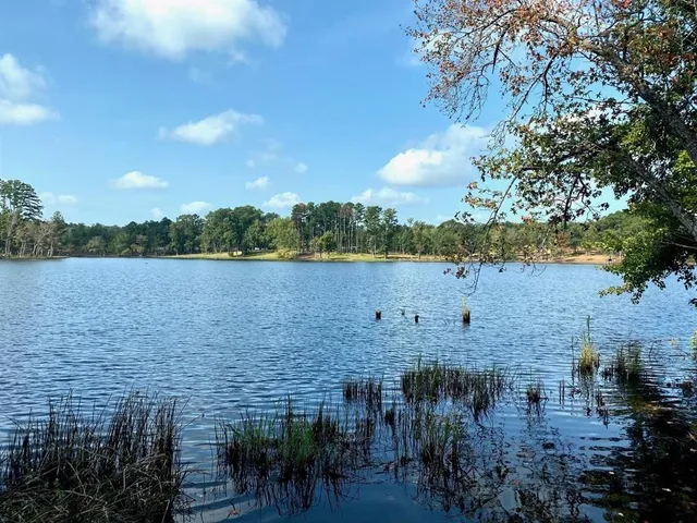 a view of a lake with outdoor space