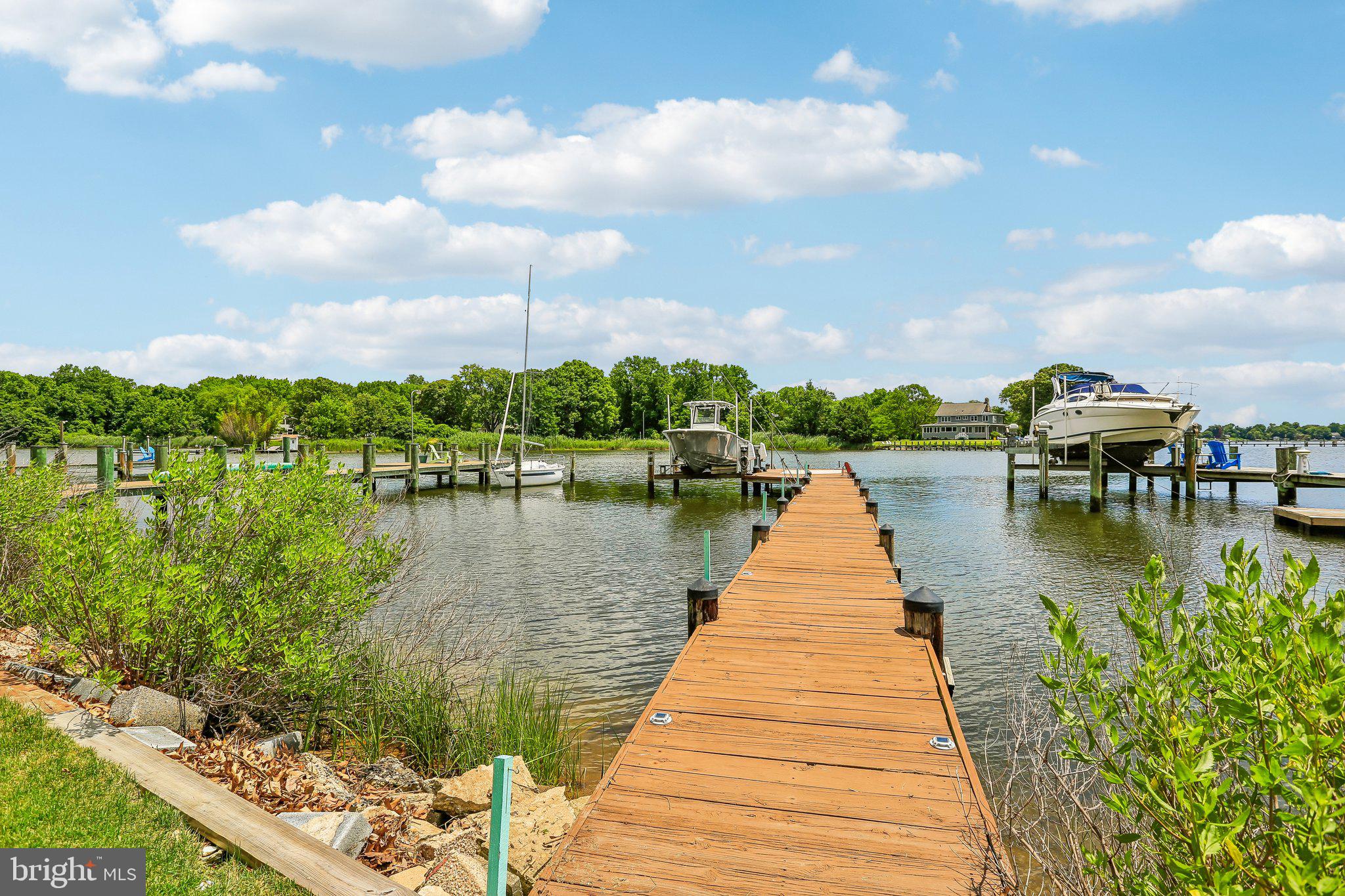 Tranquil waterfront dock scene