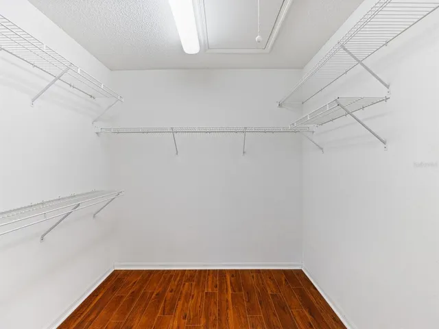 a view of small space with racks on the wall