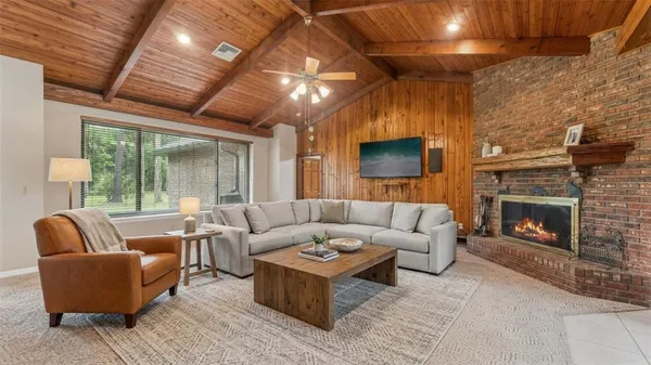 a view of a park with palm trees