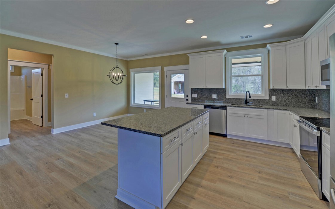 111 Topher Street Hartwell, GA 30643 - Photo 12 of 38 This kitchen and dining area features an open layout with contemporary finishes.