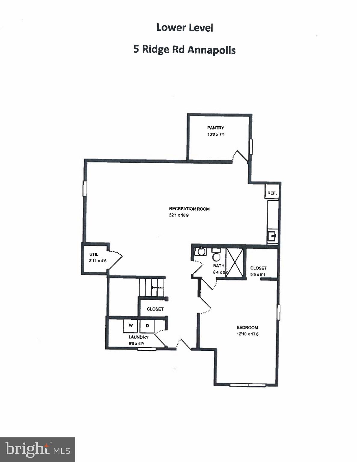 5 Ridge Road Annapolis, MD 21401 - Photo 42 of 43 Lower Level Floor Plan