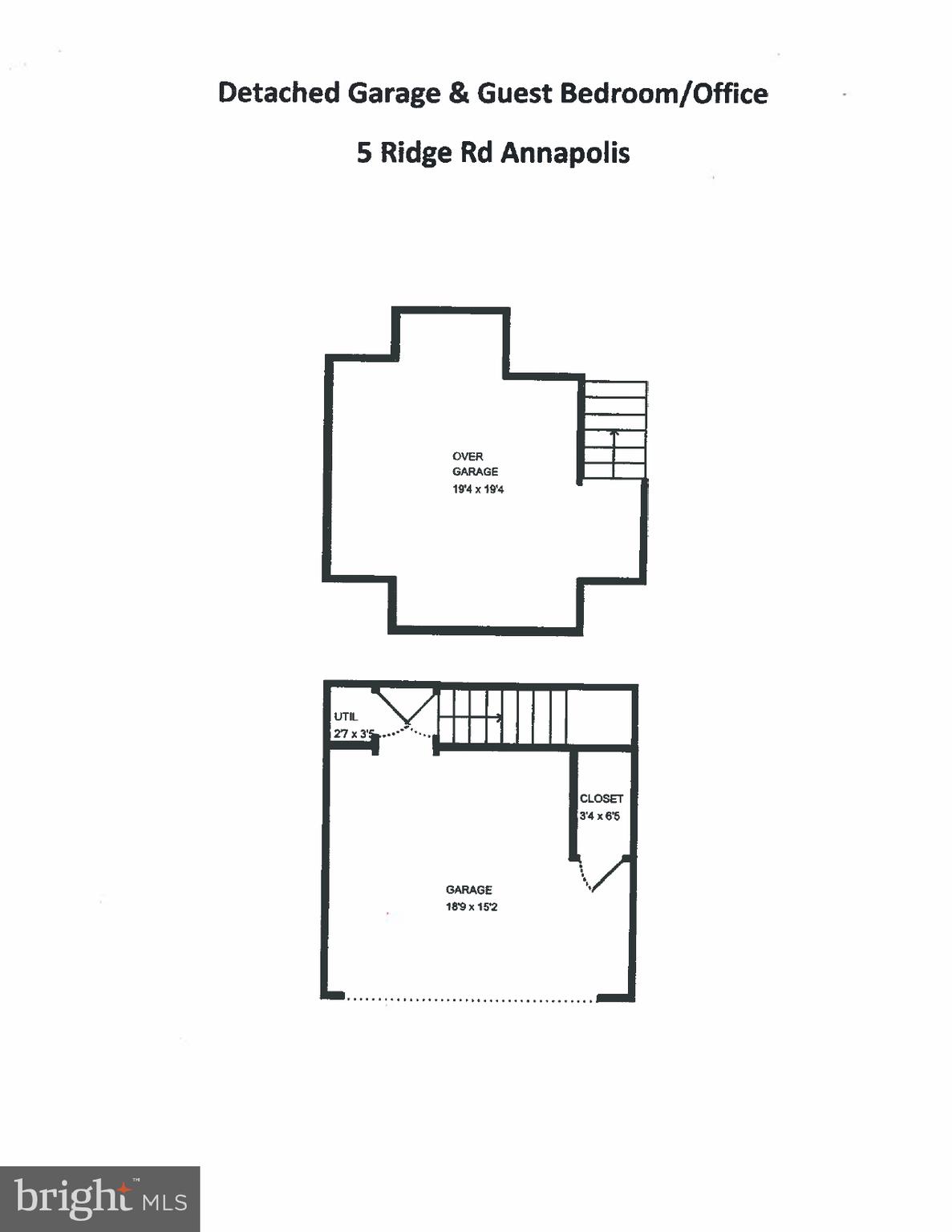5 Ridge Road Annapolis, MD 21401 - Photo 43 of 43 Garage and Bonus Room above Floor Plan