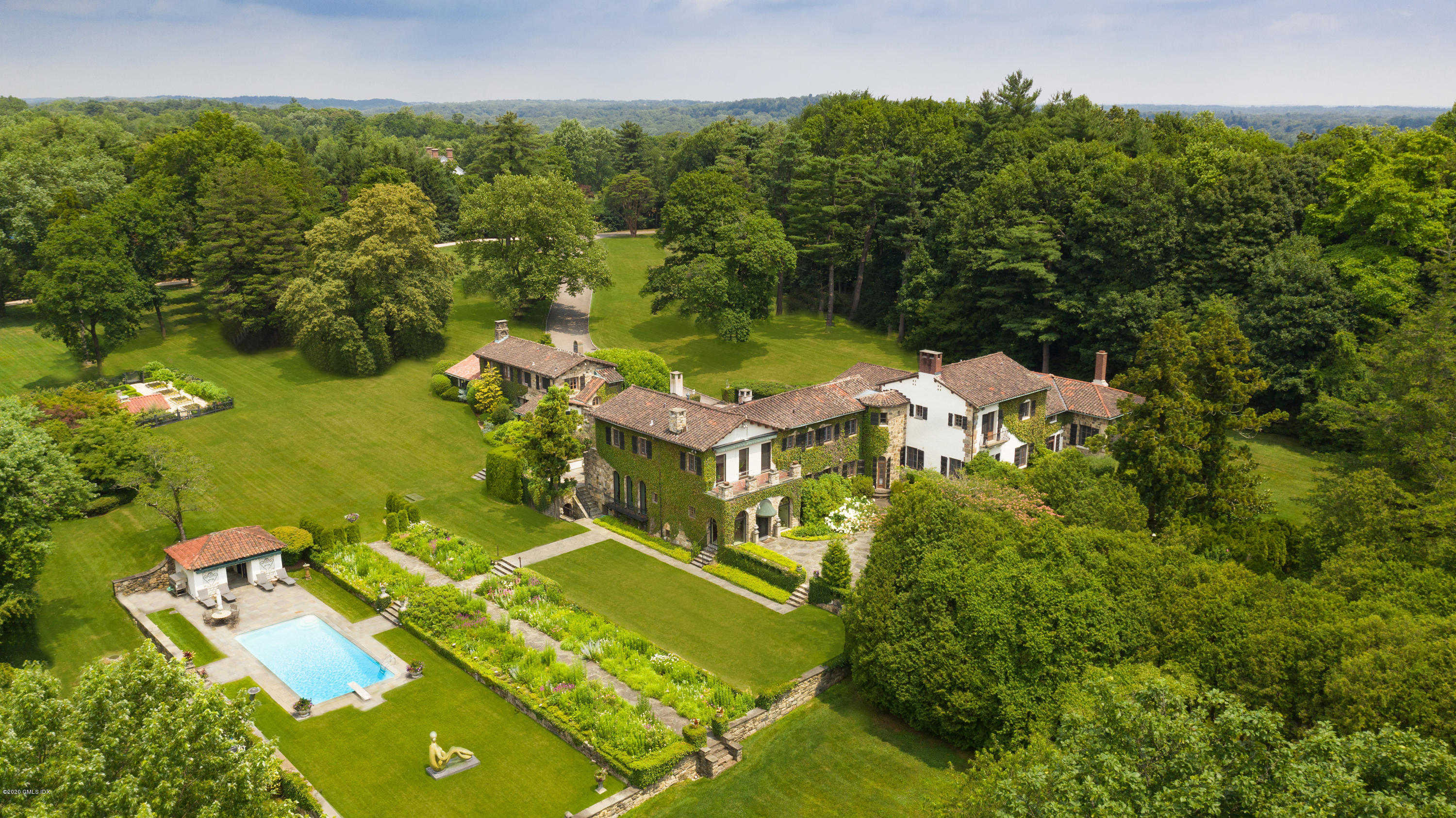 an aerial view of a house