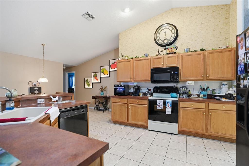 204 Planter Road Spring Hill, FL 34606 - Photo 10 of 45 a kitchen with stainless steel appliances granite countertop a stove top oven a sink a dining table and chairs