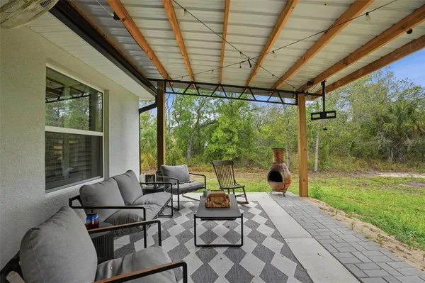 a view of a field with a tree