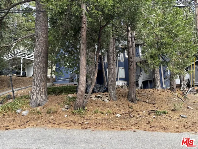 a view of a yard covered in snow