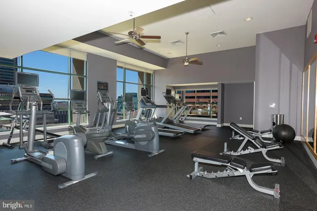a room with gym equipment