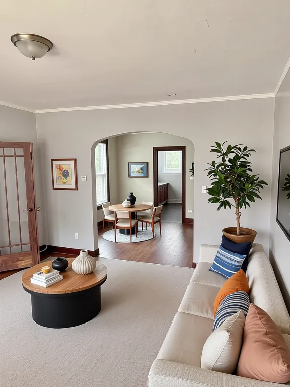 118 Wilcox Avenue Elgin, IL 60123 - Photo 7 of 29 a living room with furniture and a potted plant