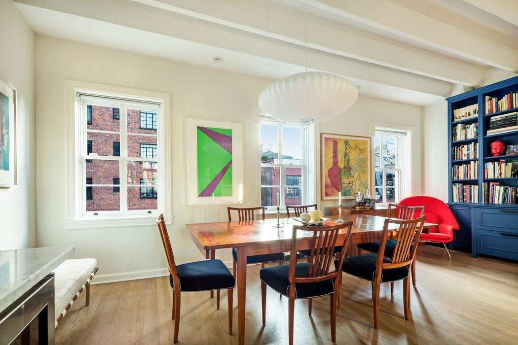 69 Washington Place, Unit 3/4/5 Manhattan, NY 10011 - Photo 4 of 26 a view of a dining room with furniture window and wooden floor