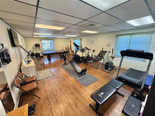 a view of a room with gym equipment