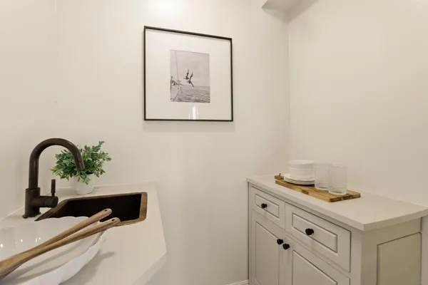 a close view of a sink and tap