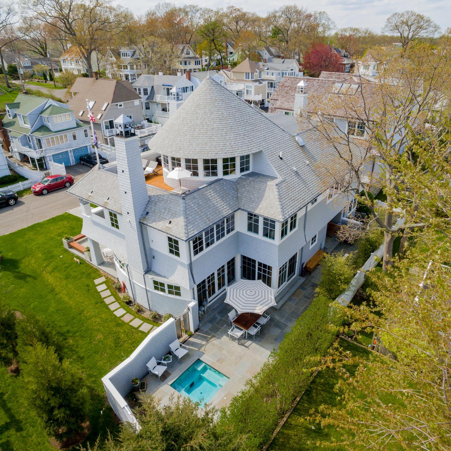 38 Nearwater Road Rowayton, CT 06853 - Photo 2 of 37 an aerial view of residential houses with outdoor space and trees
