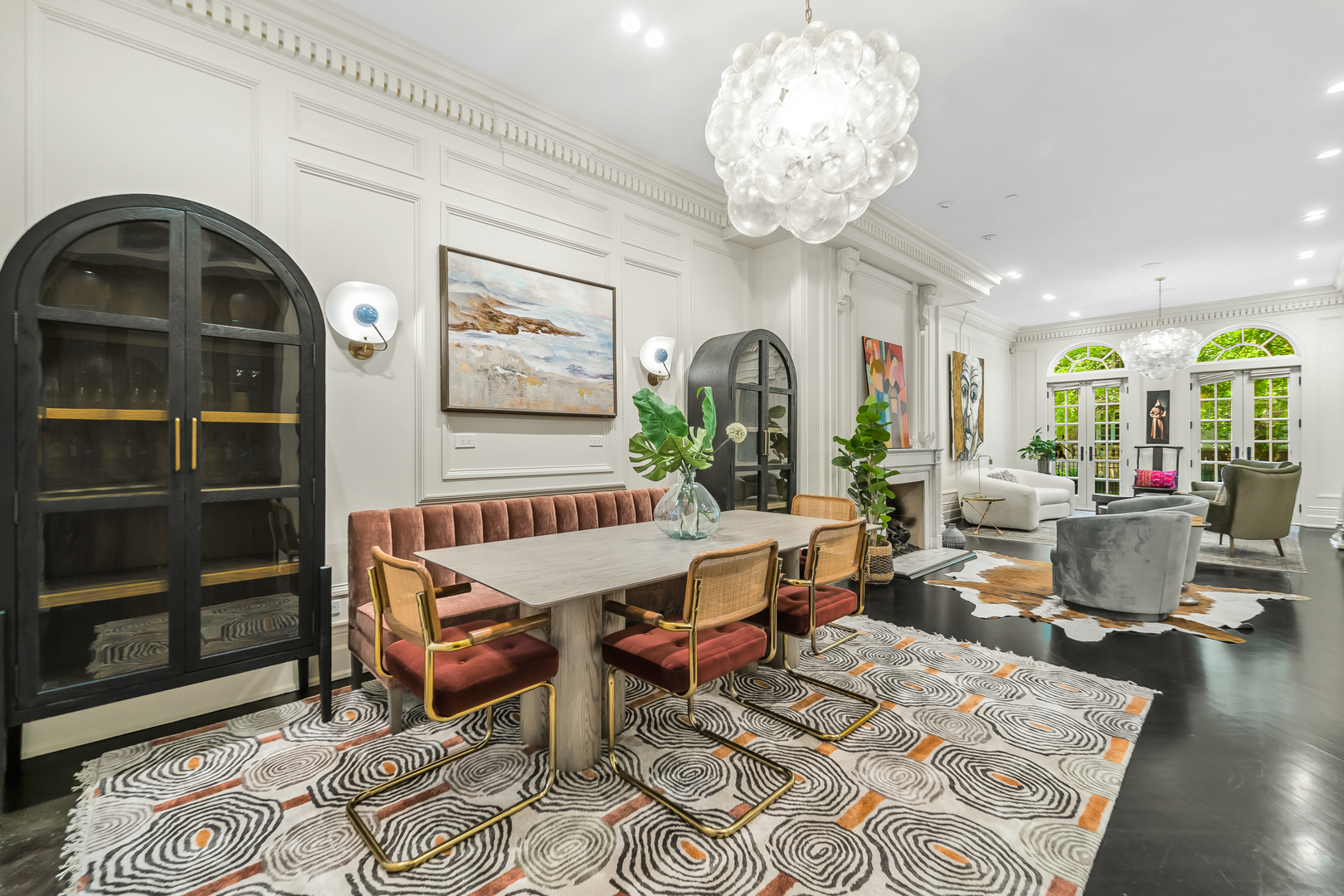 53 East Division Street Chicago, IL 60611 - Photo 6 of 79 a living room with furniture a chandelier and a dining table