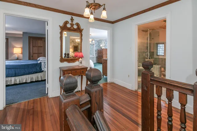 a view of a livingroom with furniture and hardwood floor