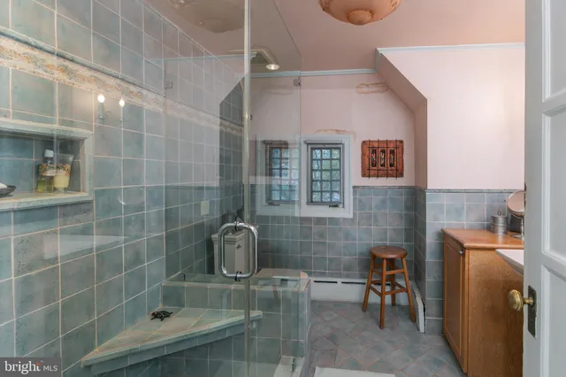 a bathroom with a shower