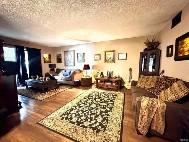 a living room with furniture and a rug