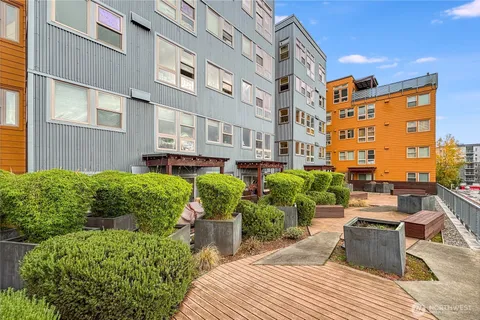 a view of a building with garden