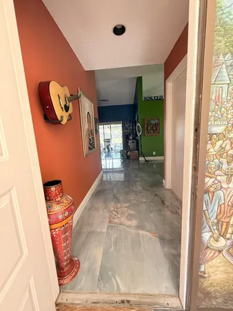 workspace with wooden floor