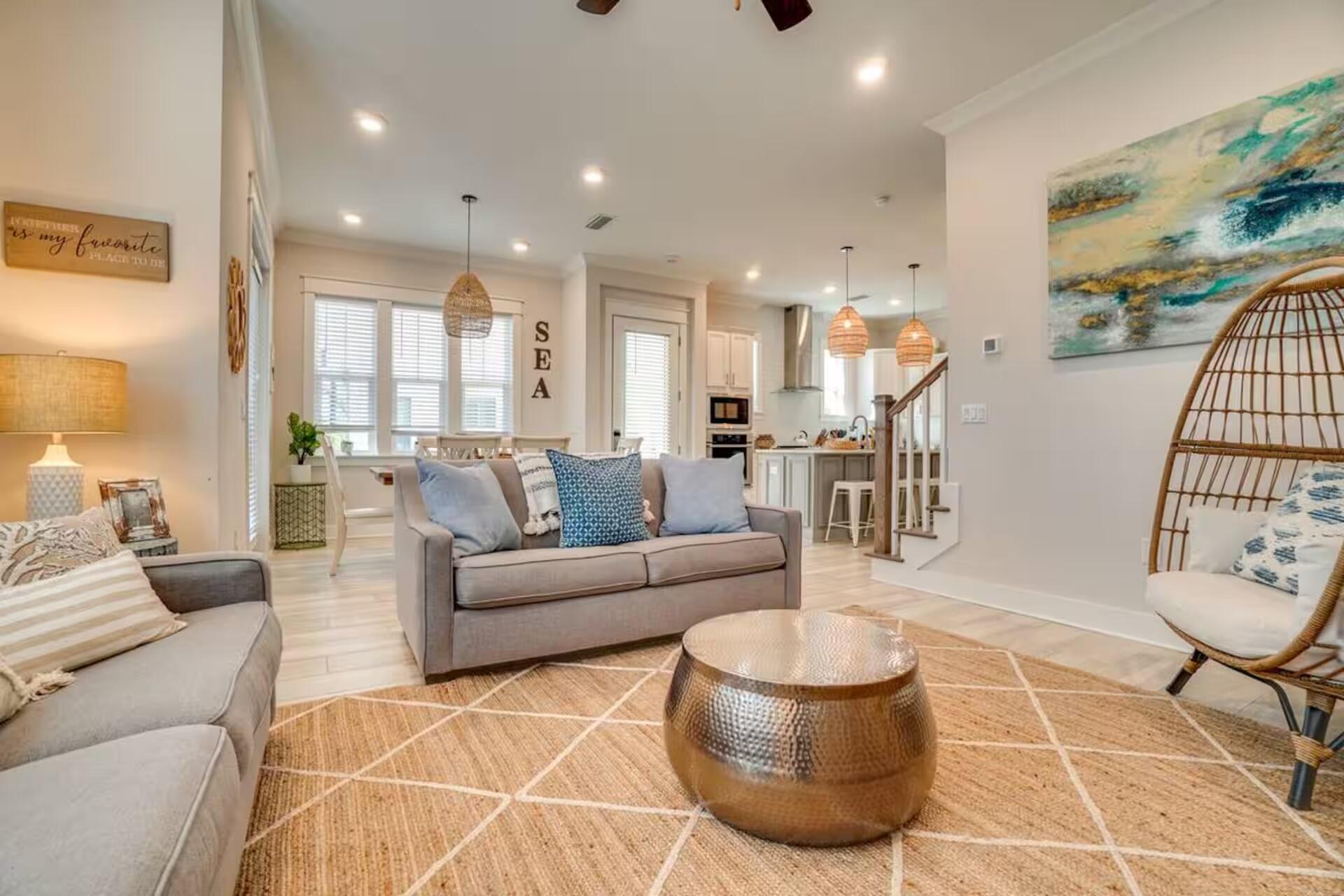 146 East E Pine, Unit B Inlet Beach, FL 32461 - Photo 8 of 47 a living room with furniture and a wooden floor