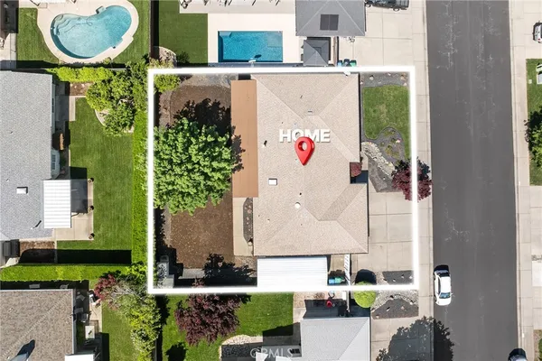 an aerial view of a house