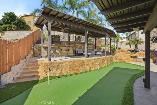 a view of yard with swimming pool