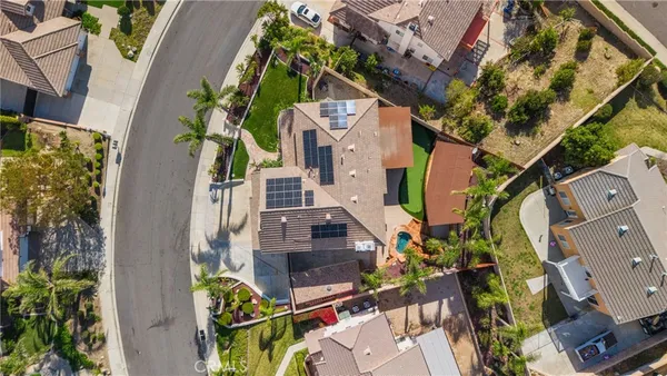 an aerial view of a house