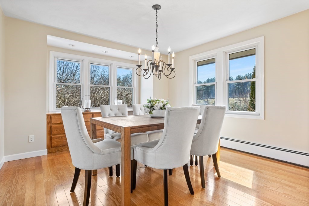 62 Westcott Road Harvard, MA 01451 - Photo 9 of 42 a view of a dining room with furniture wooden floor and chandelier