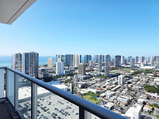 a city view from a balcony