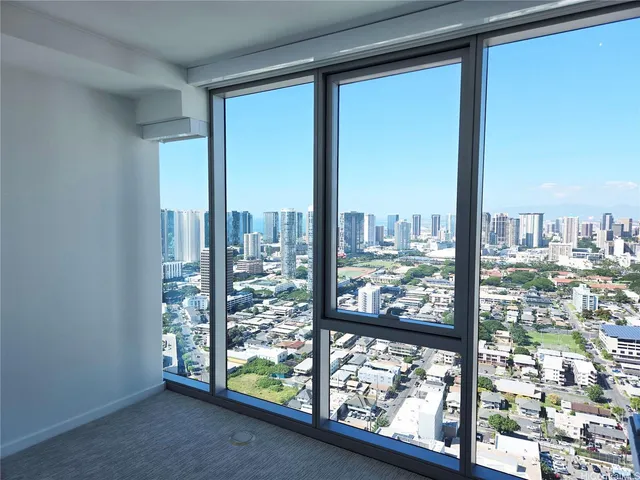 a view of a city from a balcony