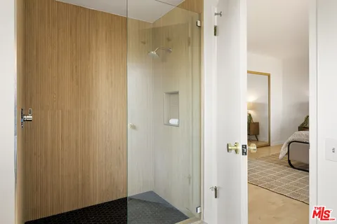 a view of a bathroom from the hallway