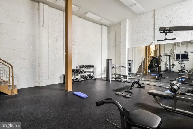 a view of a room with gym equipment